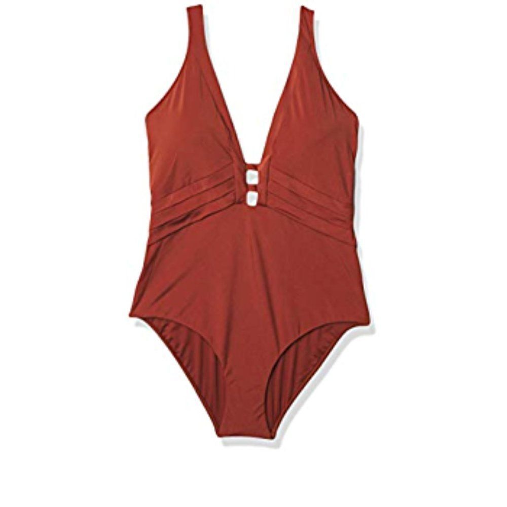 Jets by Jessika Allen Mirage Plunging V-Neck One-Piece Swimsuit Copper